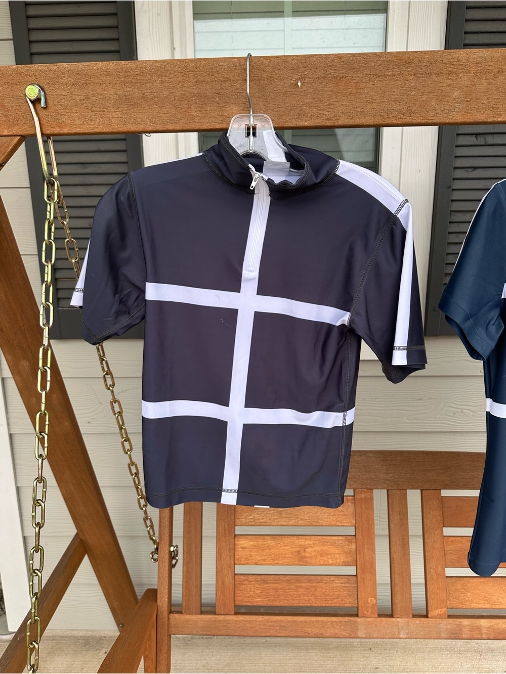 Kids Black Short-Sleeve Athletic Jersey with White Grid RIDE STRAIGHT SHIRT